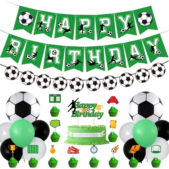 Game Day Soccer Essentials Themed Party Kit with Banner Set for Soccer Festivity Gear