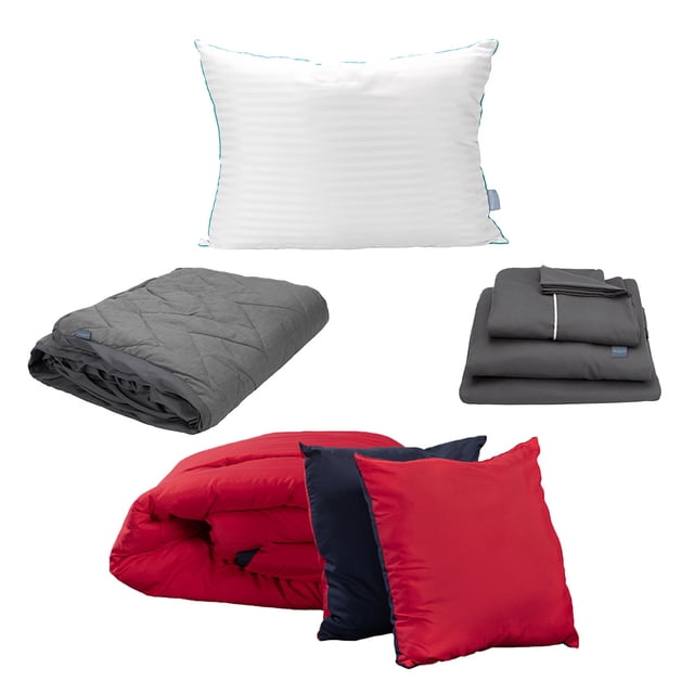 Edredón Doble Vista Individual Couzy + Sábanas Royal Gris Oxford + Cubre colchón Cloud + Almohada Royal