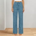 thumbnail image 6 of Linen Pants Women 2026 Summer Casual High Waist Straight Leg Trousers Lightweight Loose Plus Size Pant with Pockets Blue S, 6 of 7