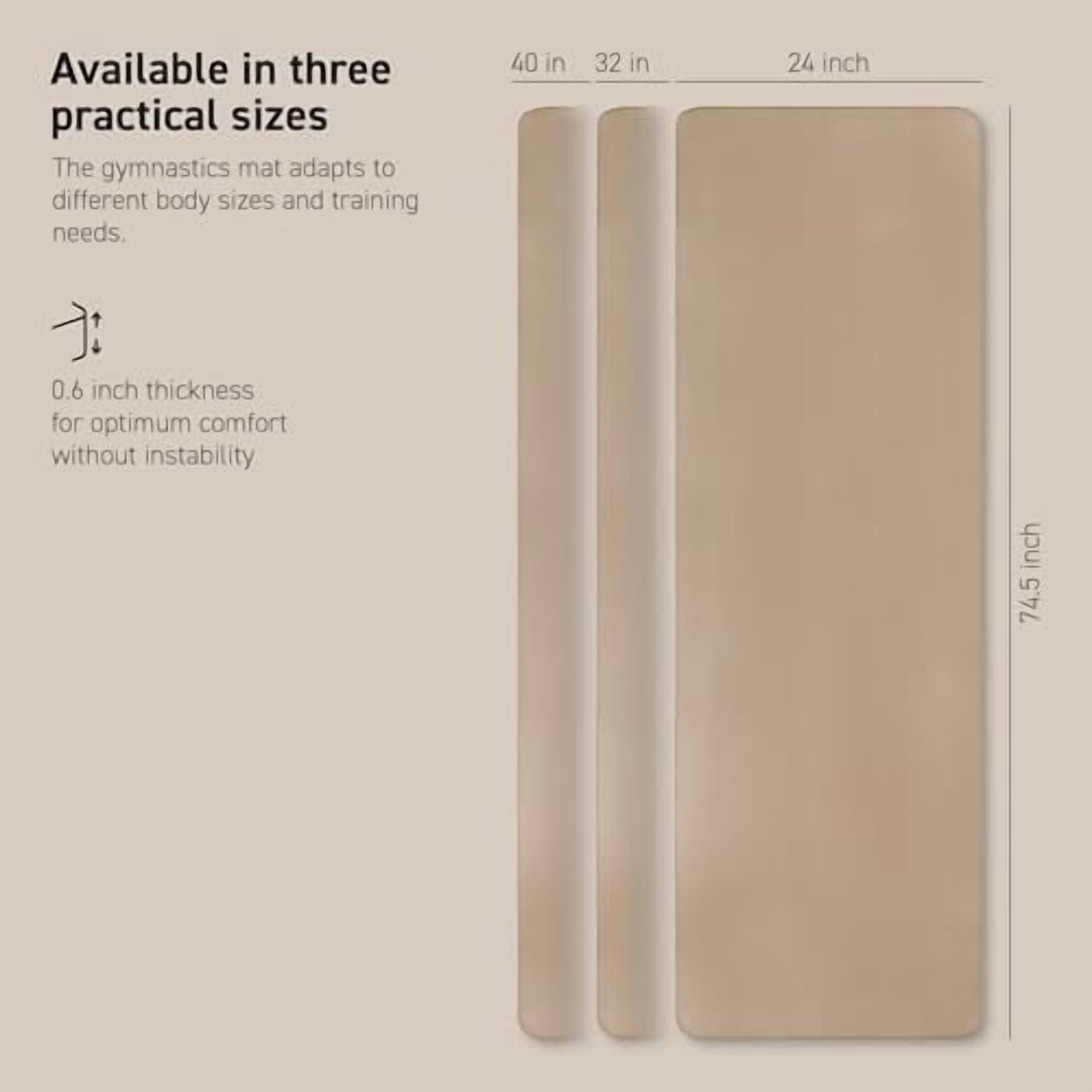 Yoga Mat Premium Non Slip Thick – Extra Comfortable Exercise Mat for Home Workouts, Pilates, Stretching & Gym – Cushioned NBR Foam, Gym Mat with Strap, for Women & Men Beige,74.5 x 40 x 0.6 in