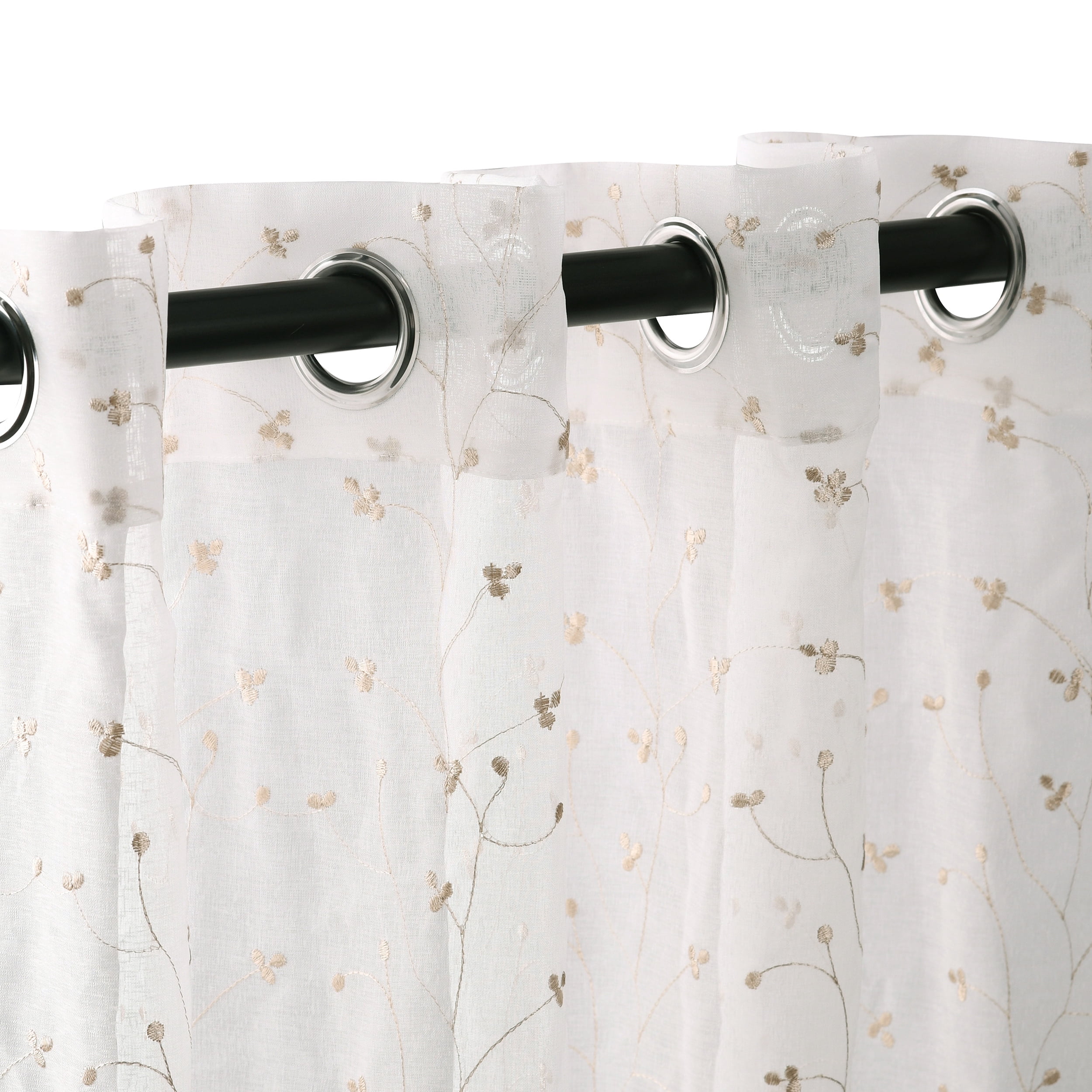 Superior Lightweight Delicate Flower Sheer Curtain Panels (2) - Champagne