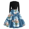 thumbnail image 4 of Christmas Dresses for Women Ladies' Christmas Printed Casual And Fashionable V-neck Long Sleeved Dress for Holiday Festive,Light Blue,M, 4 of 7