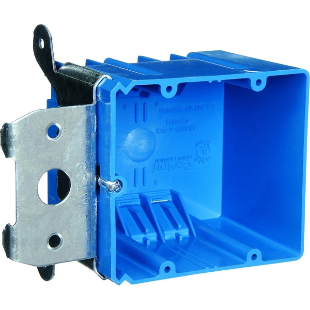 Carlon B234ADJ Caja de salida New Work 2 Gang 3-5/8 pulgadas de largo por 5-5/8 pulgadas de ancho por 3 pulgadas de profundidad, azul