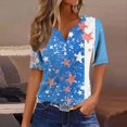 thumbnail image 2 of HEILAU American Flag Graphic T Shirts for Women Independence Day Tees 4Th Of July V Neck 2025 Button Short Sleeve Summer Patriotic Tops, 2 of 5