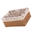 thumbnail image 3 of Woven Storage Basket Rural Fabric Weaving Handmade Desktop Storage Basket for Organizing Shelves Bedroom Bathroom Medium Size 22x16x10cm Khaki, 3 of 12