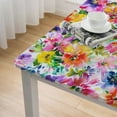 thumbnail image 4 of HAOXIT Spring Floral Square Fitted Tablecloth with Elastic Edge Floral Square Tablecloth Reusable Watercolor Flower Square Table Cover for Indoor Outdoor Home Kitchen Decor white, 4 of 7