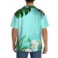 thumbnail image 5 of Naloa Tropical Pineapple Men's Loose Fit Cuban Collar Short-Sleeve Shirt with Button-down and Chest Pocket for Everyday Wear Outings - Medium, 5 of 7