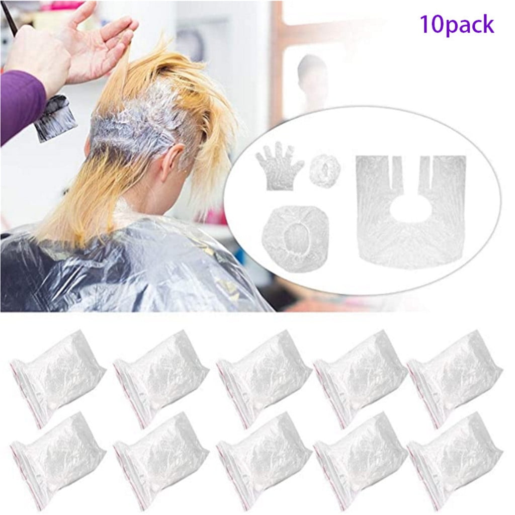 ERTUTUYI Disposable Hair Coloring Tool Set Shower Cap Earmuffs Gloves Shawl 10 Pack