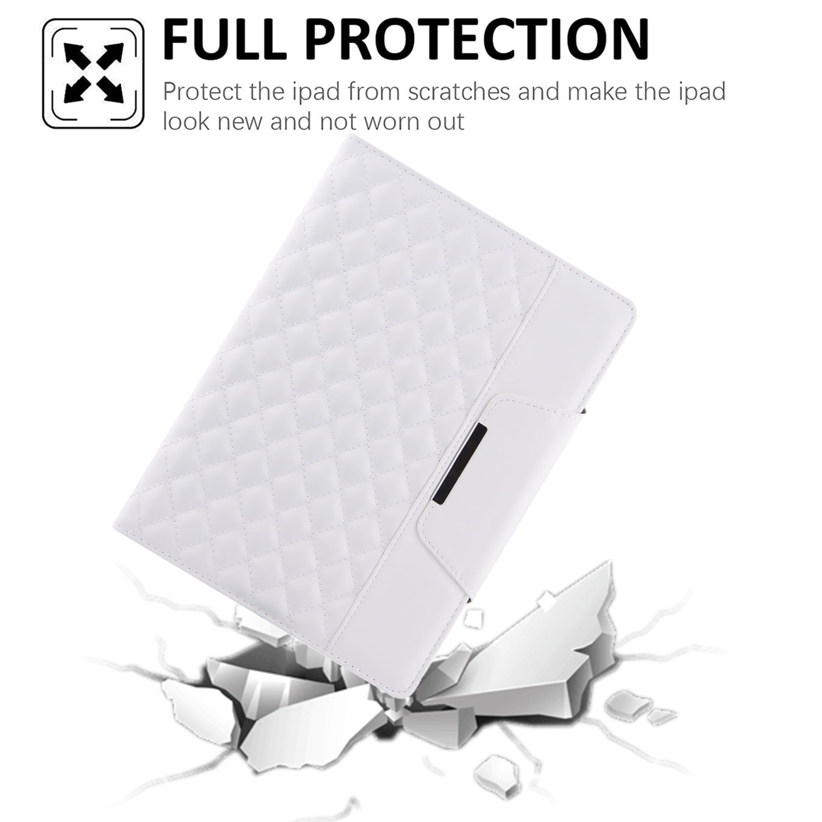 Dteck Case for iPad 10th Generation Case 10.9 Inch 2022, Premium Leather Folio Stand Cover with Pencil Holder Hand Strap - Auto Wake/Sleep and Multiple Viewing Angles,White