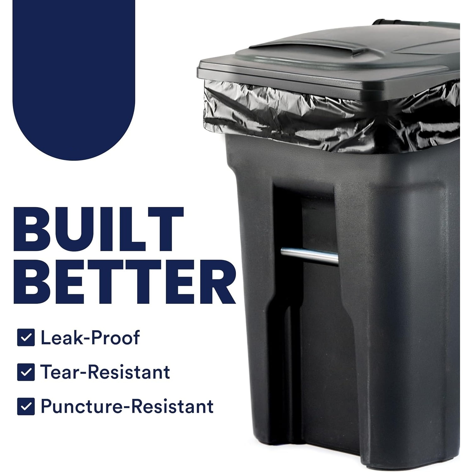 64-65 Gallon Trash Can Liners for Toter │ 2.0 Mil │ Black Heavy Duty Garbage Bags │ Rolls │ 49” x 59” (50 Count)