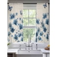 thumbnail image 2 of Navy Blue Floral Sheer Curtains 63 Inch Length 2 Panels Set Window Treatments, Spring Flowers Rustic Butterfly Rod Pocket Semi Curtains for Living Room/Bedroom/Kitchen Décor, 104"W x 63"L, 2 of 7