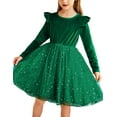 thumbnail image 3 of Arshiner Christmas Dress for Girls Toddler Tutu Tulle Velvet Fall Long Sleeve Dresses Green 5t, 3 of 11