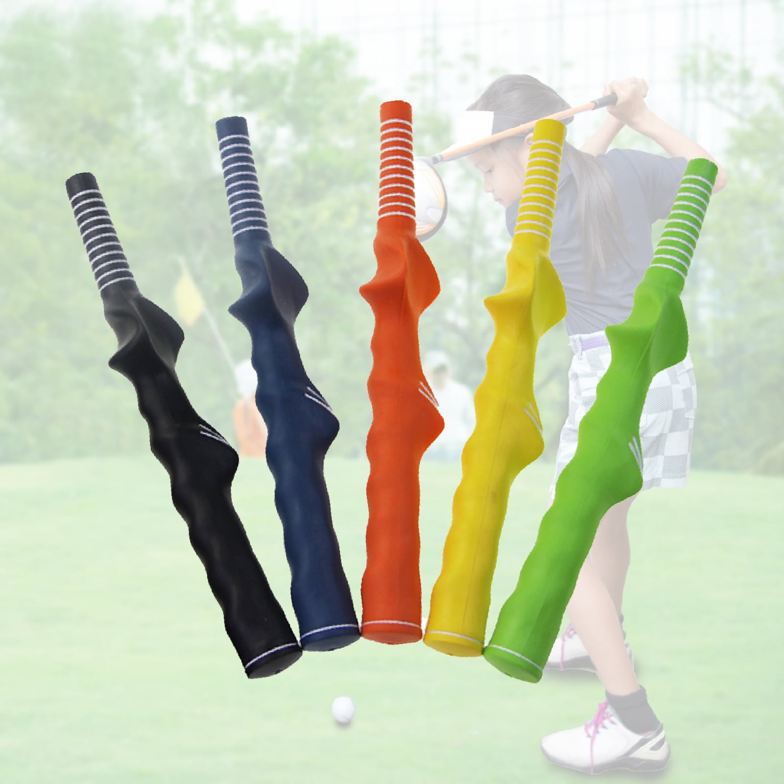 Opolski Golf Training Handle Beginner-friendly Anti-slip Professional Replacement Golf Club Grip Right Hand Training Handle for Practice Black