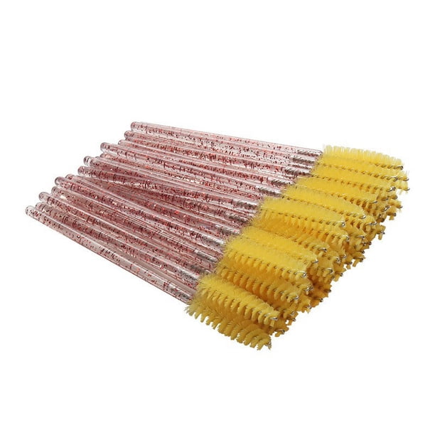 Cepillo de maquillaje de nailon desechable, peine en espiral para cejas, cepillo pequeño para maquillaje de belleza, cepillo para pestañas con varilla de cristal sólido