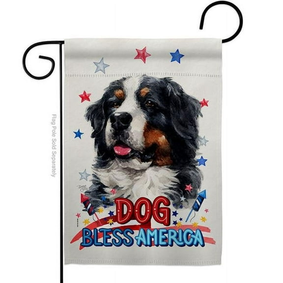 Breeze Decor G120147-BO Patriotic Bernese Cattle Animals Dog 13 x 18.5 in. Double-Sided Decorative Vertical Garden Flags for House Decoration Banner Yard Gift