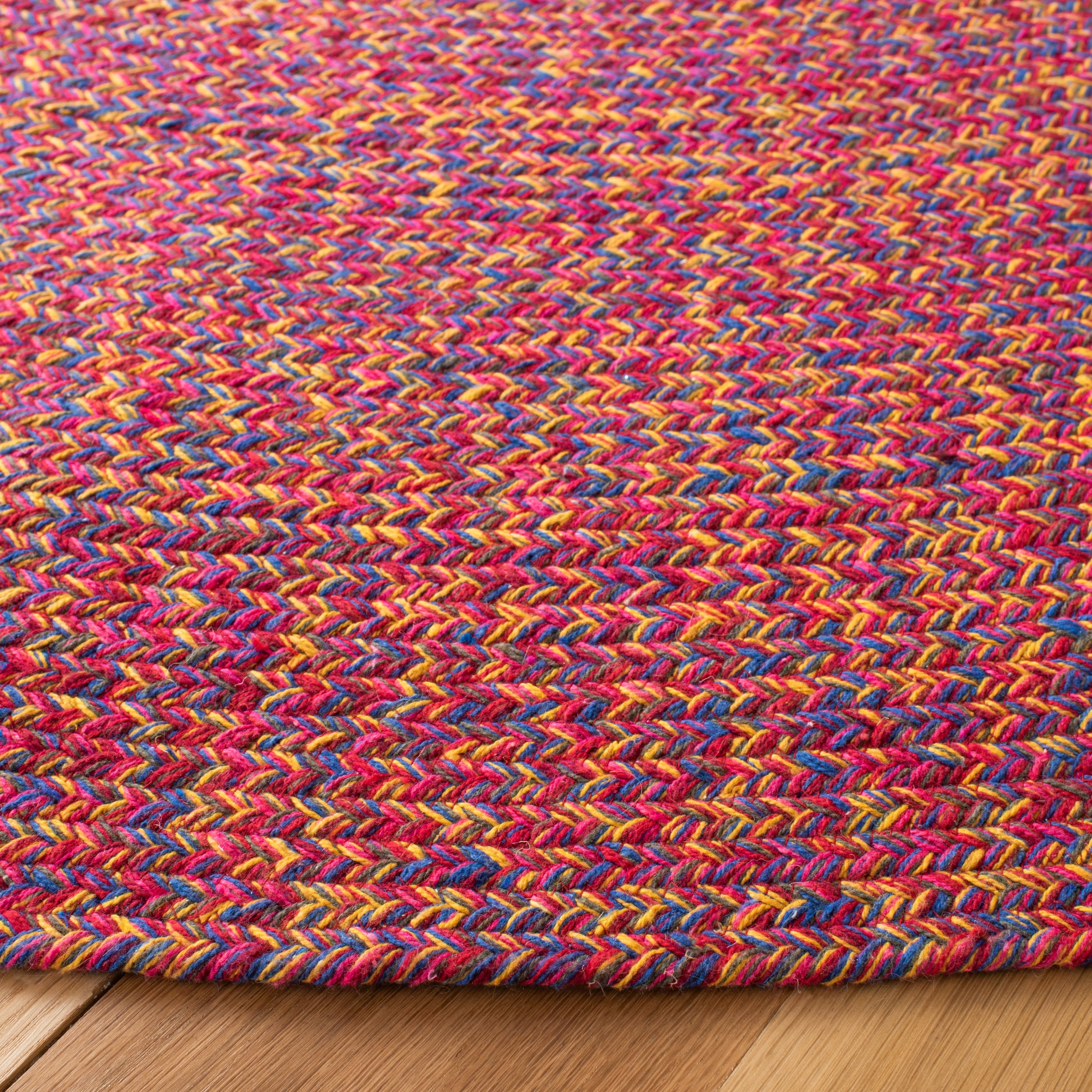 SAFAVIEH Braided Isidor Solid Cotton Reversible Area Rug, Red/Yellow, 4' x 4' Round