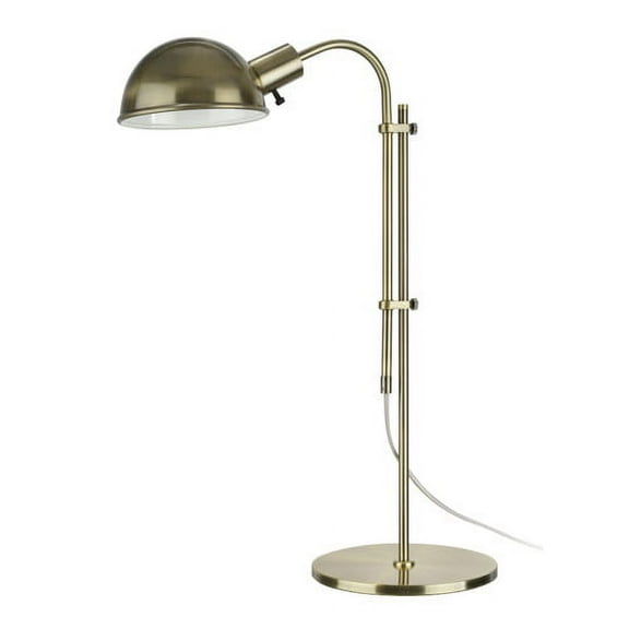 Aspen Creative 40043, 27" High Modern Adjustable Metal Desk Lamp, Satin Nickel Finish with Metal Lamp Shade, 18" wide