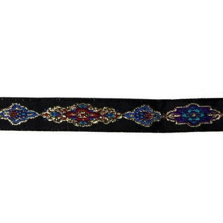 Stone Set Ribbon - 9/16 Inch Southwestern Jewels Woven Jacquard Braid Ribbon