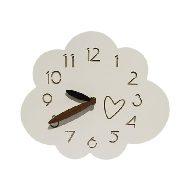 Reloj de pared con diseño de nube, silencioso y creativo, para habitación infantil, guardería, interior con patrón de corazón