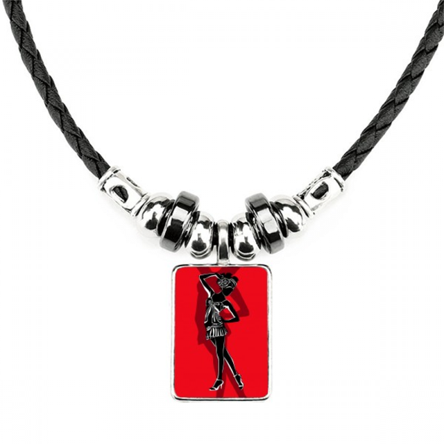 rojo gordita hermosa chica collar a mano colgante de cuerda de cuero Unbranded M