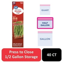 Great Value Double Zipper Half Gallon Storage Bags, 40 Count