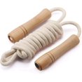 thumbnail image 1 of Cuerda para saltar para niños - Mango de madera - Cuerda para saltar de fitness trenzada de algodón ajustable (1 unidad de 2,5 m), 1 of 5