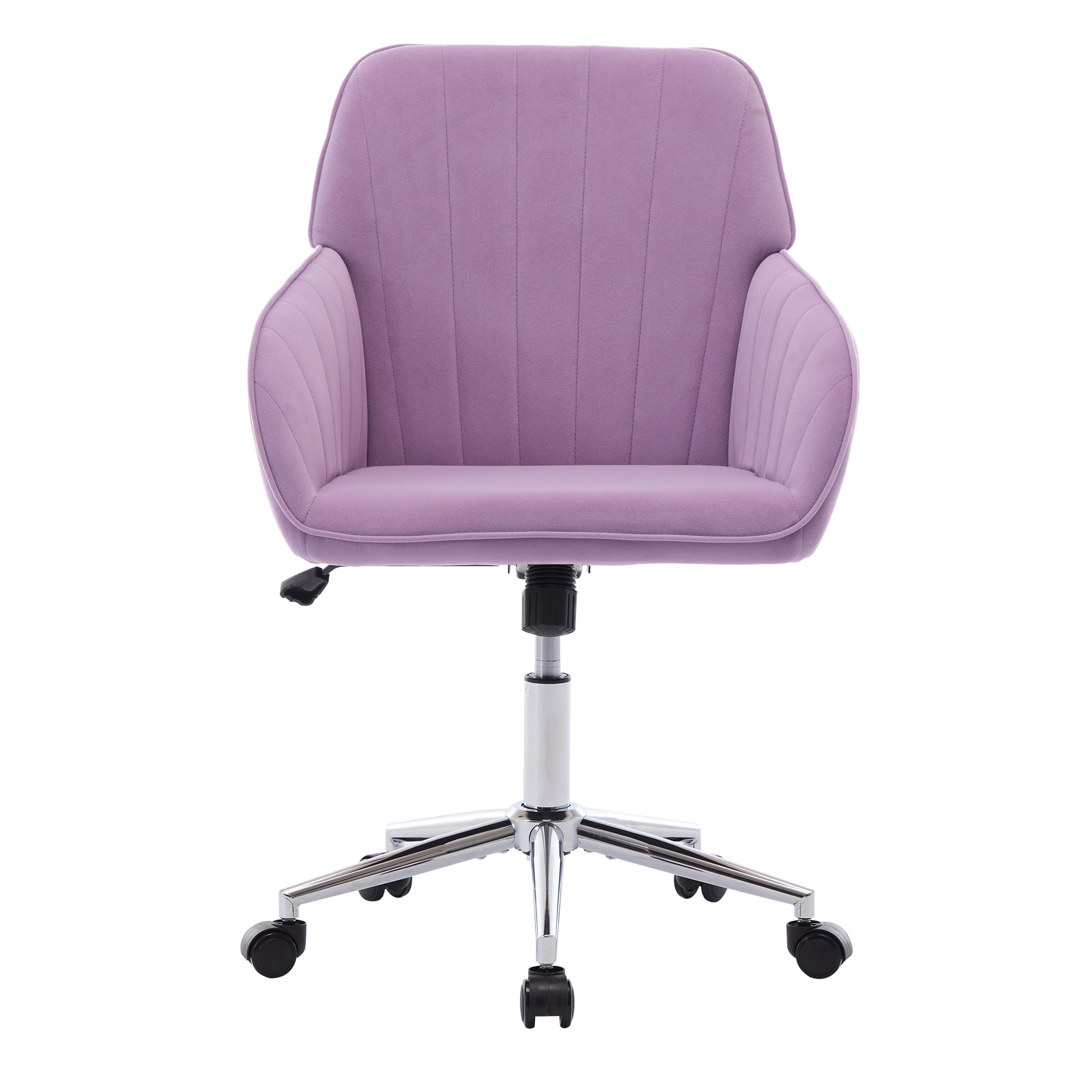 Ergonomic Adjustable Swivel Office Chair, Electroplated Silver Metal Base & Memory Foam Cushion, S-Curved Back Comfort Desk Chair for Home Bedroom Office