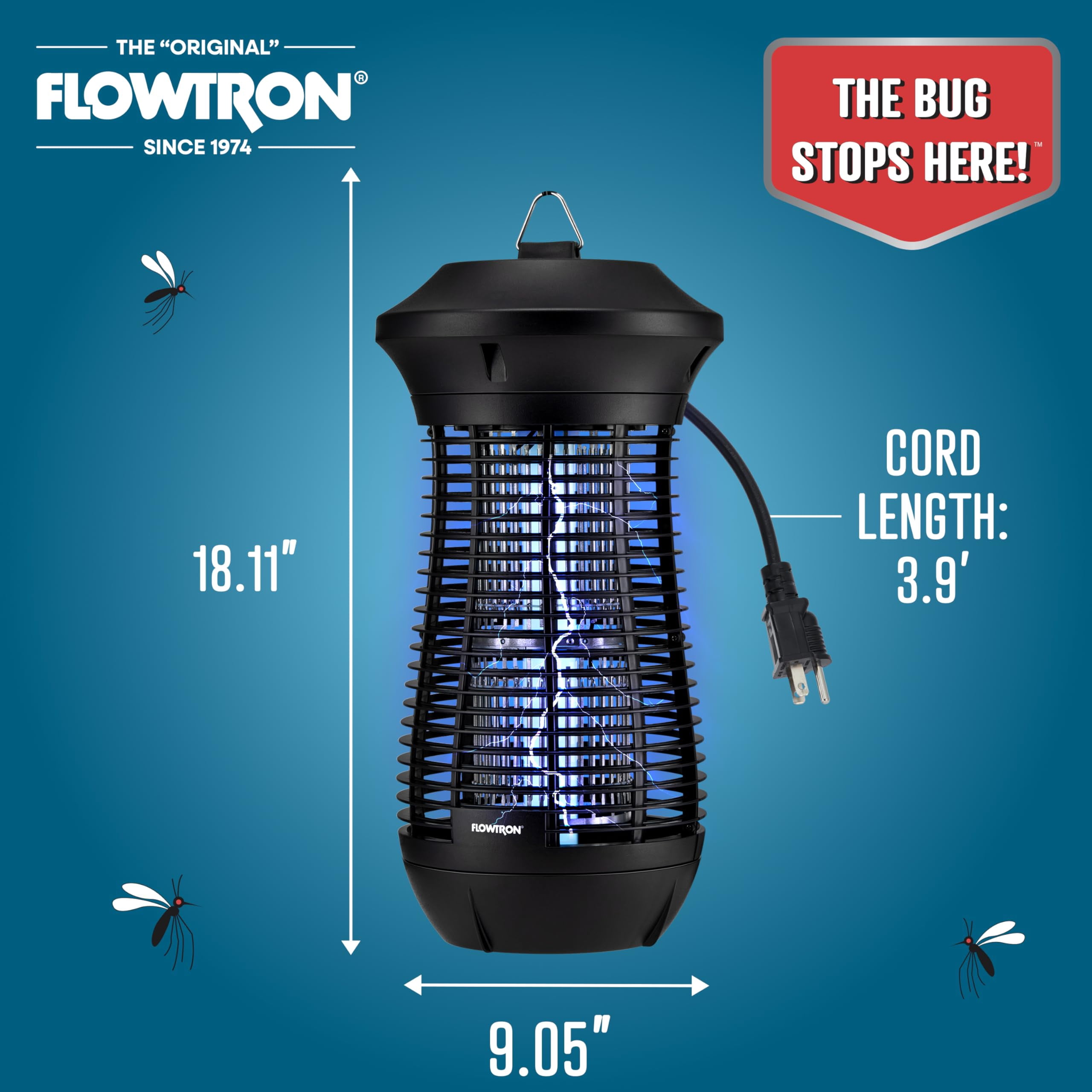 Flowtron Outdoor Bug Zapper, 4000V Electric Insect Killer, 3/4 Acre Coverage, Patio & Yard