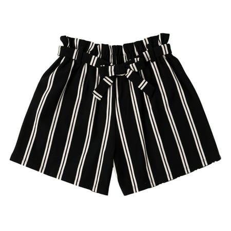 

KIDPIK Girls Pull On Stripe Paper Bag Waist Short Size: 2T - XXL (16)