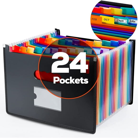 Organizador de archivos con forma de acordeón Yoassi, ultragrande, 24 bolsillos