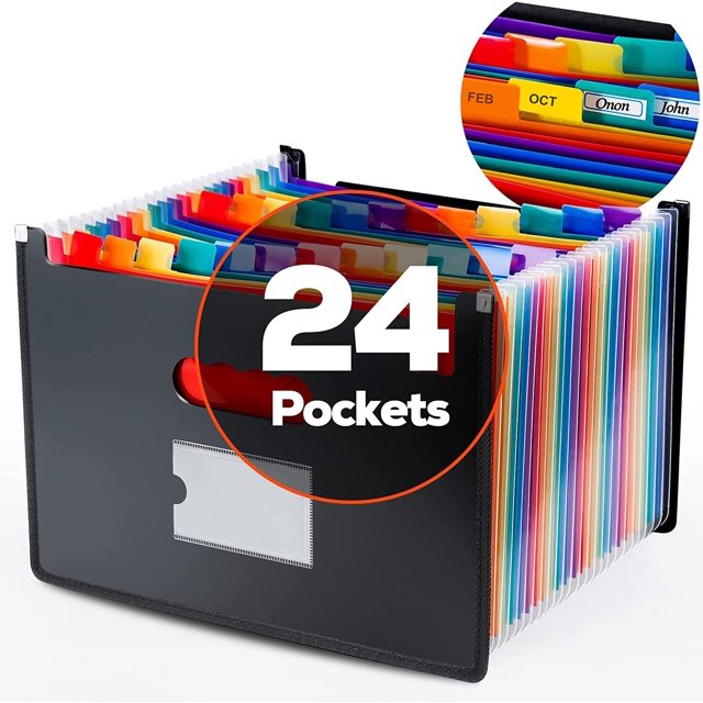 Organizador de archivos con forma de acordeón Yoassi, ultragrande, 24 bolsillos