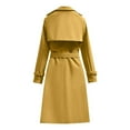 thumbnail image 3 of Women Elegant Notched Collar Double Breasted Wool Blend Over Coat with Decor Belt Midi Trench Coat Women's Fall Winter Clothes (Yellow M), 3 of 3