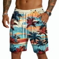 thumbnail image 2 of Domuza Hawaiian Beach Shorts for Men Lightweight Elastic Waist Drawstring Shorts Summer Vacation Casual Shorts with Pocket Light Blue XL, 2 of 4