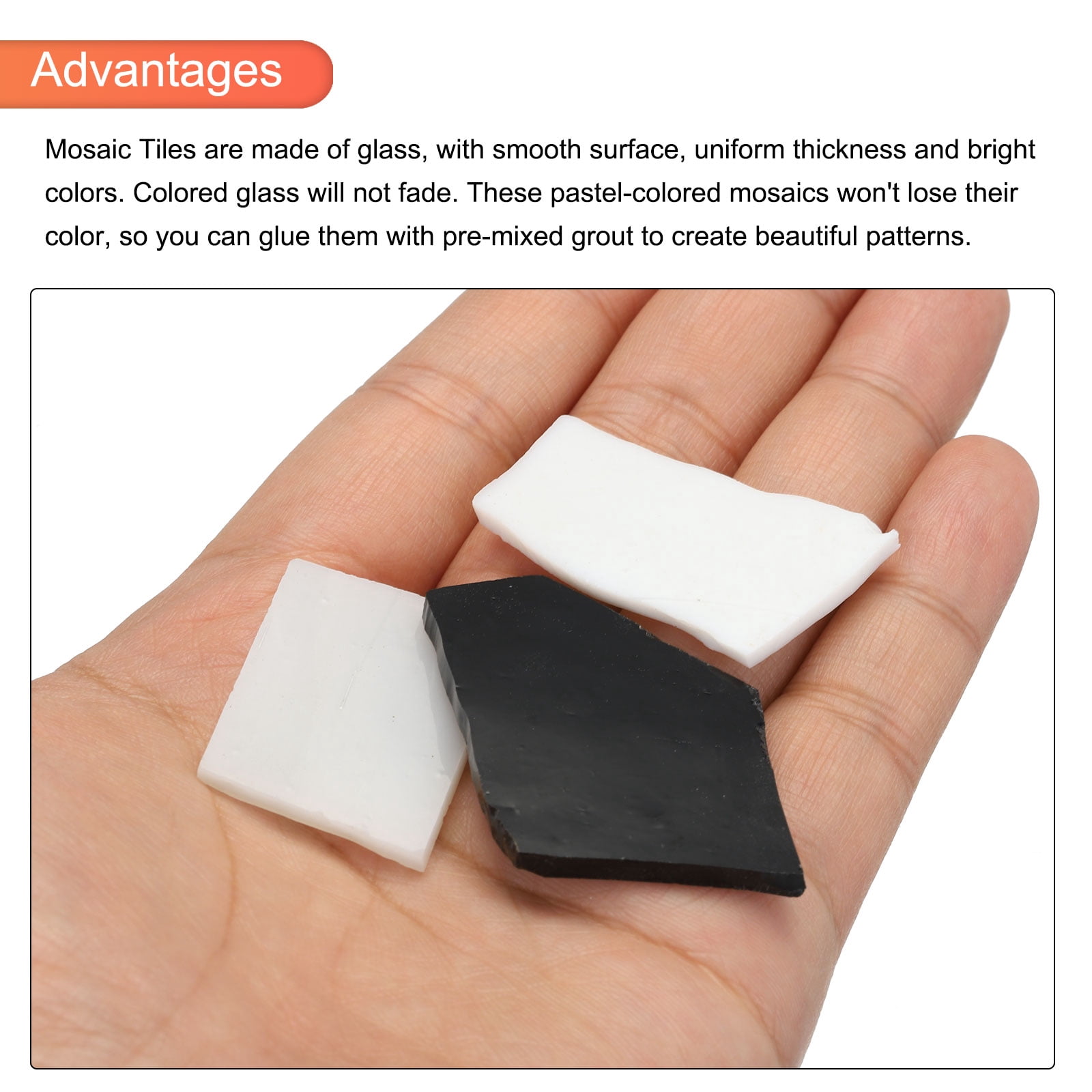 400g Mosaic Tiles Irregular Glass Mosaic Tiles Stained Mosaic Glass for Art Crafts DIY Projects Black,White And Gray