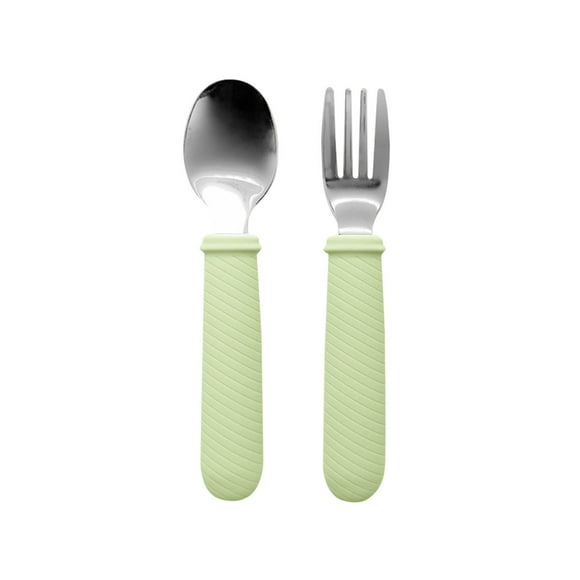 Xihbxyly Juego de Utensilios para Bebé, Cuchara y Tenedor con Agarre de Silicona, Material de Grado Alimenticio, Fácil de Alimentar Por Sí Solo, Diseño Ergonómico, Seguro para Niños Pequeños, Ideal p