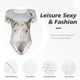 thumbnail image 4 of Kdxio White Reindeer Portrait for Women's Short-Sleeved Onesie Stylish Round Neck Pajamas Bodysuit Jumpsuit Nightwear-Large, 4 of 7