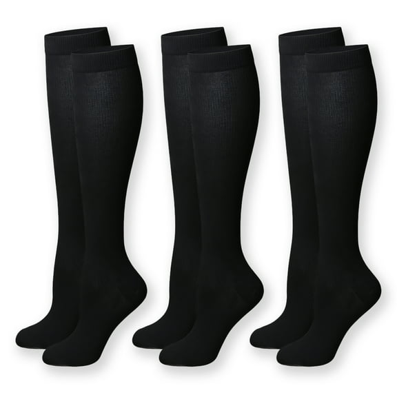 AUQ 3Pcs Compression Socks,No Slipping Or Sliding Mens Compression Socks,Suitable for Long-Term Wear Boosts Athletic Performance Knee High Socks,Black