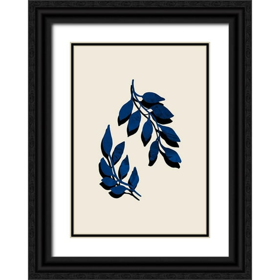 Artographie Studio 24x32 Black Ornate Wood Framed with Double Matting Museum Art Print Titled - Blue Twig Brush