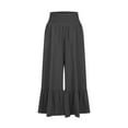 thumbnail image 3 of XFLWAM Flowy Cotton Linen Palazzo Pants for Women Elastic High Waisted Wide Leg Flowy Ruffle Loose Fit Solid Color Causal Dressy Lounge Trousers, 3 of 5