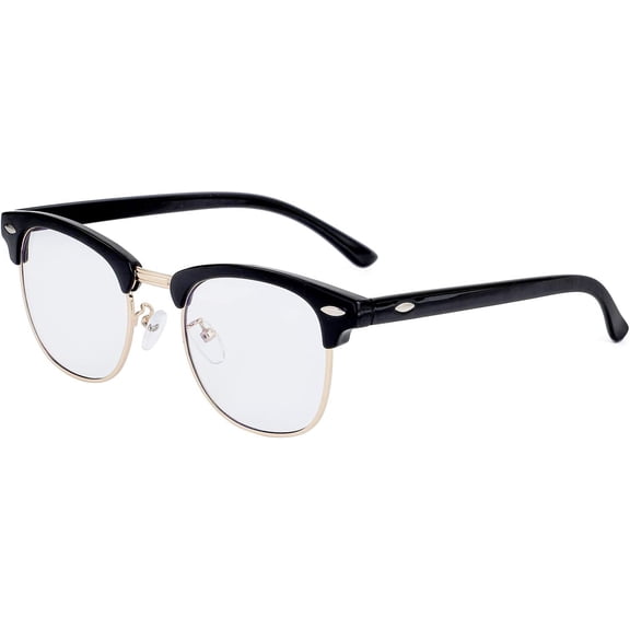 Blue Light Blocking Glasses for Women Men Semi-Rimless Frame  Nerd Eyeglasses
