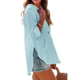 thumbnail image 6 of Linen Hoodie Women Beach Jacket for Women Women's Beach Tunics and Cover-up Tops Summer Hoodies for Women Sun Cover up for Women Beachy Shirts for Women Gauze Coverups for Women,Light Blue,3XL, 6 of 8