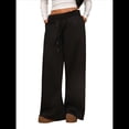 thumbnail image 3 of Pantalones Deportivos de Pierna para Mujer, Holgados, con Cordón, de Cintura Alta y Bolsillos Negro XL, 3 of 10