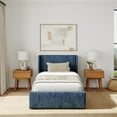 thumbnail image 2 of Upholstered Bed with Rectangular Headboard (Twin), Blue, 2 of 8