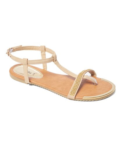 Victoria K Women Rhinestone On Strap With Gold Toe Sandals - Walmart.com