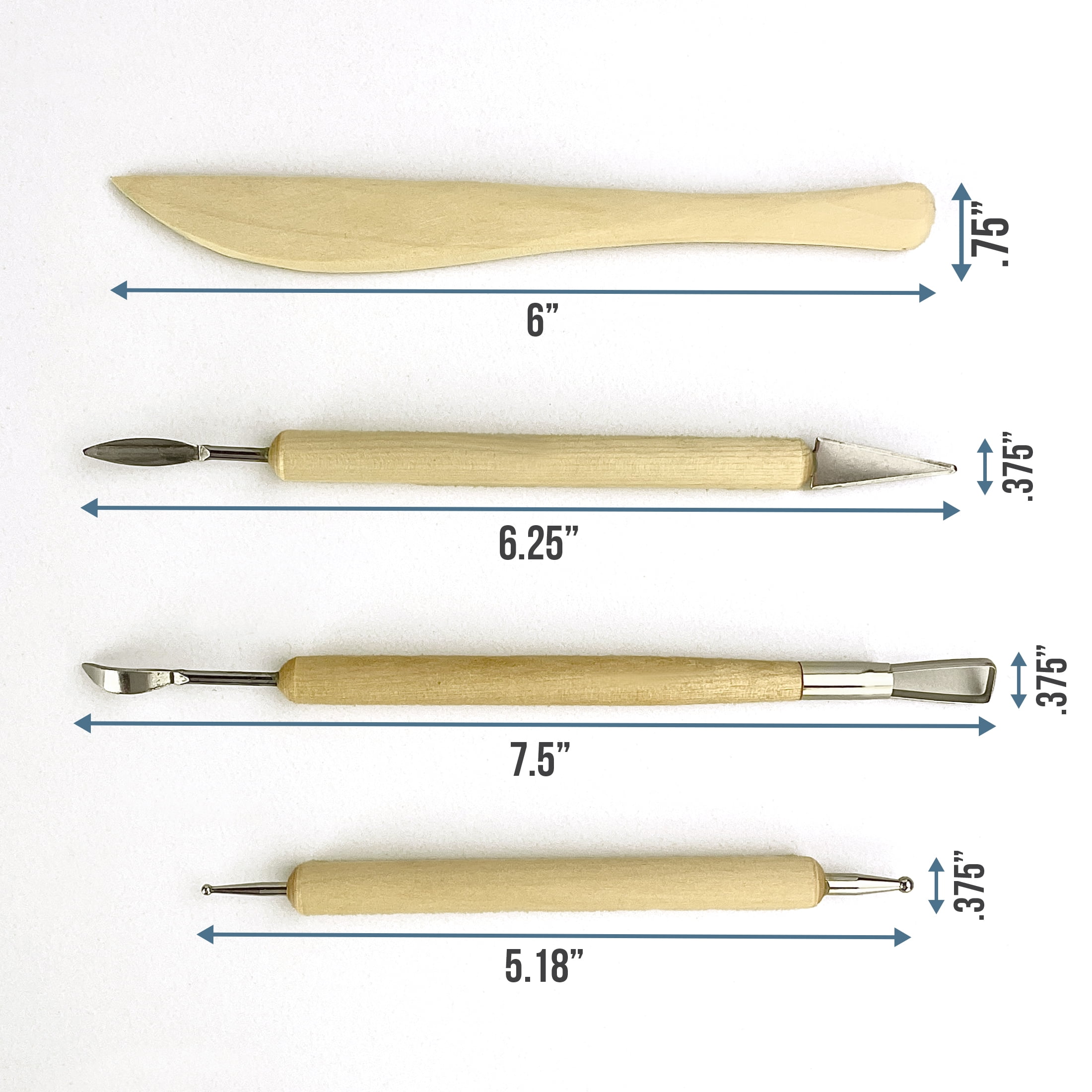 ArtSkills - Art Elements Clay Tools - Wood Handle Dual Ended Clay Sculpting Tool Set