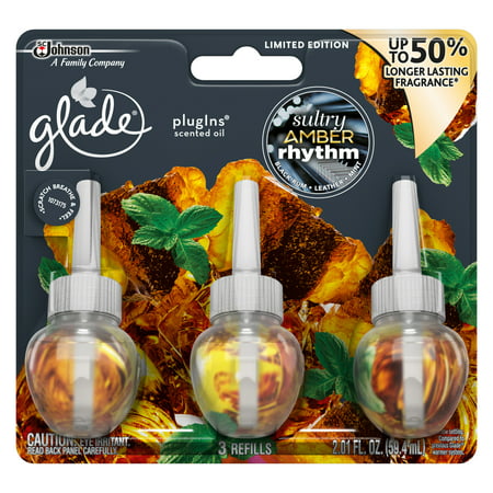 Glade PlugIns Scented Oil Air Freshener Refill, Sultry Amber Rhythm, 2.01 fl