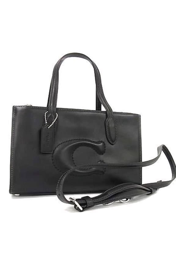Pre-Owned COACH Nina Small CR097 Black Leather Crossbody Handbag for Women