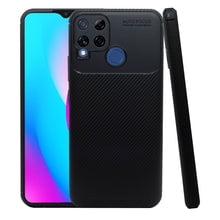 Atti Rugged Carbon Real Me C15 Qualcome Edicion Negro 1pz Mas Mica 9D Atti Funda de Silicon Uso Rudo