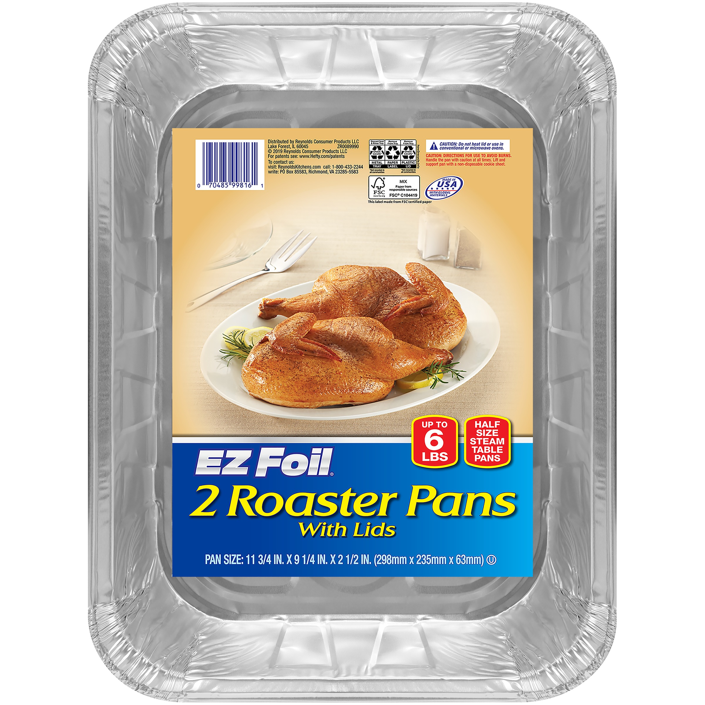 EZ Foil Roaster Pans with Lids 2 ct Pack