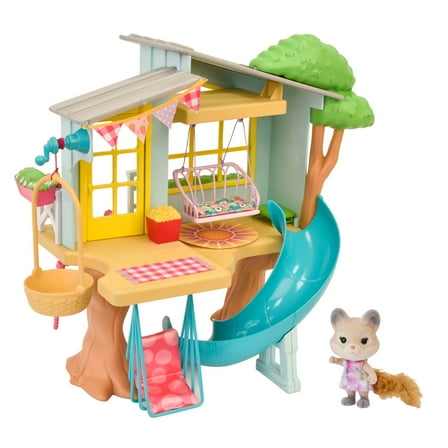 Honey Bee Acres 10in Treetop Hideaway Dollhouse with Miniature Figure, 21 Pieces, Children Ages 3 